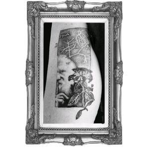 Grey and black dotwork. Charles Darwin Tattoo