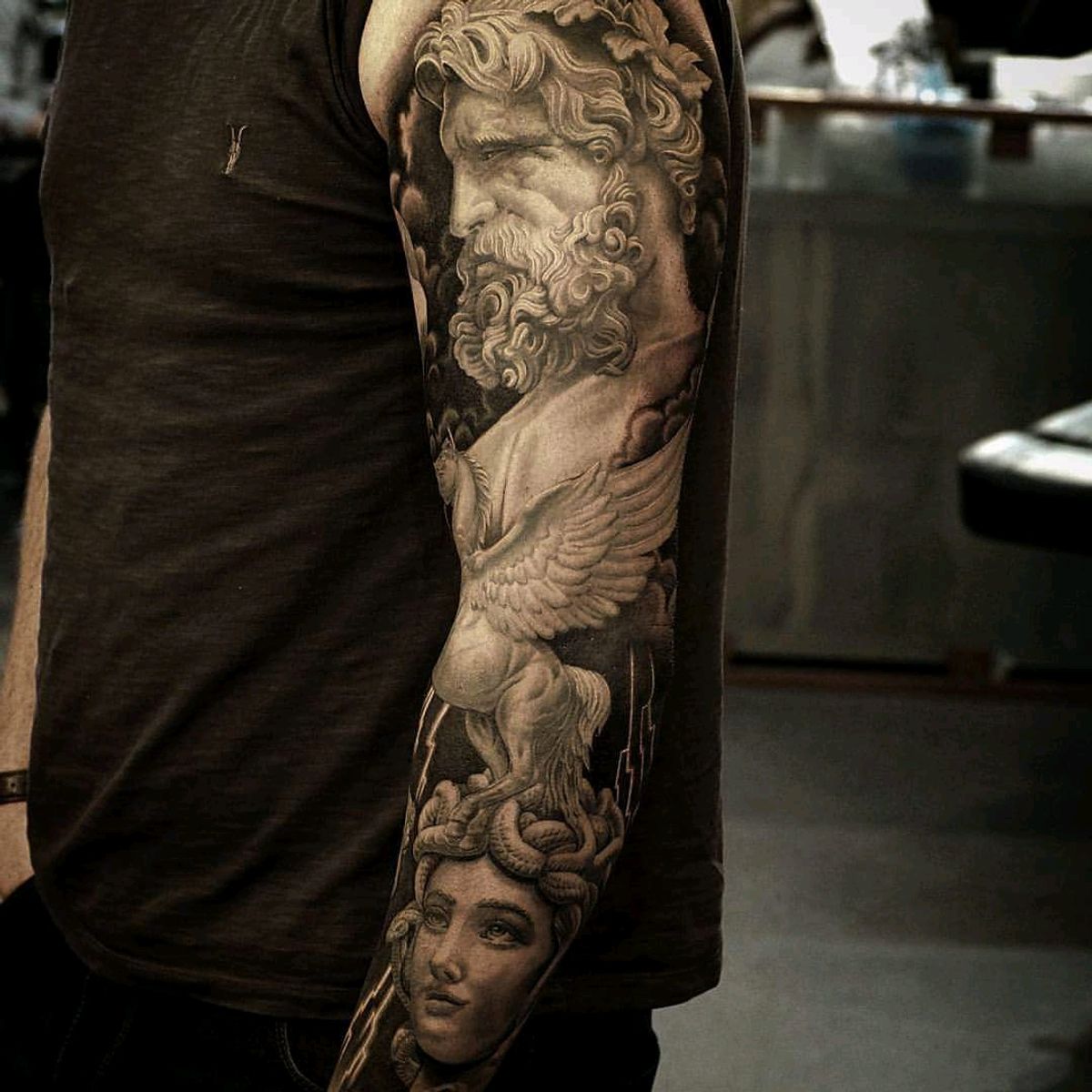 Tattoo uploaded by Thomas Wells • Greek themed full sleevr medusa, pegasus  and zues on show perseus is around the back! • Tattoodo