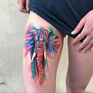 By #ondrash #watercolor #elephant #watercolortattoo #abstract