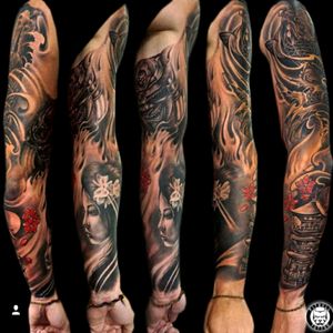 Japanese Full Sleeve Tattoo www.pitbulltattoothailand.com