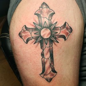 B/G cross for his first #traditionaltattoos #neotraditionaltattoos #tattoos #kentuckytattooers