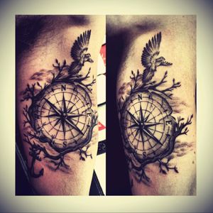 First tattoo dedicated to my grandad. He was a fisherman and he also loved to take care of doves!  #tattoodo #compass #anchor #doves #bicep