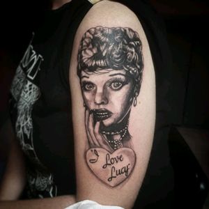 A young Lucille Ball .. #TattoodoApp #tattoodo #lucilleball #ilovelucy #highcontrast #blackandgreytattoo #portrait #blackandgrey #realism #fusionink #cheyennetattooequipment #funtattoos #iffi #resonancetattoo #longisland #buschatzke