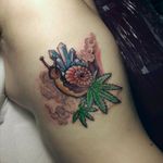 Crystals | snail | MJ leaves. #snail #maryjane #weed #weedtattoo #crystals #color #colorfull #smoke #notyouraveragegary #grhjarts