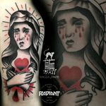 Virgin Mary tattoo #traditional #traditionaltattoo #traditionaltattoos #virginmary #virginmarytattoo #heart #hearttattoo