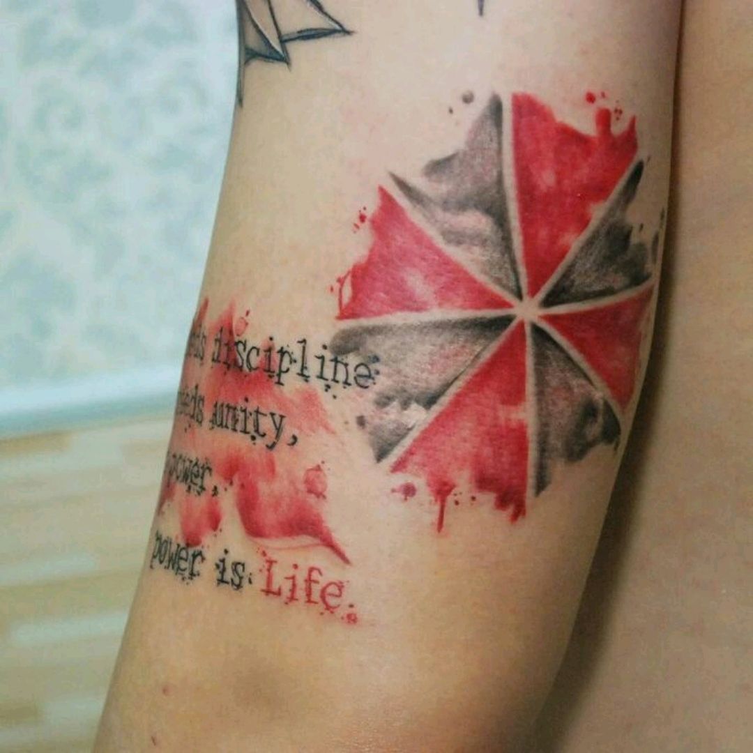 Umbrella corporation resident evil  Umbrella tattoo Ink tattoo Leaf  tattoos