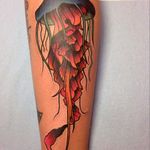 Jellyfish made by Daniel Saines Mexican tattoo artist #jellyfishtattoo #colorful
