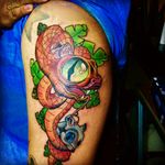 #artist Erick Reyes Mejia Estudio Blond line tatt #MXToluca Snake new school tattoo