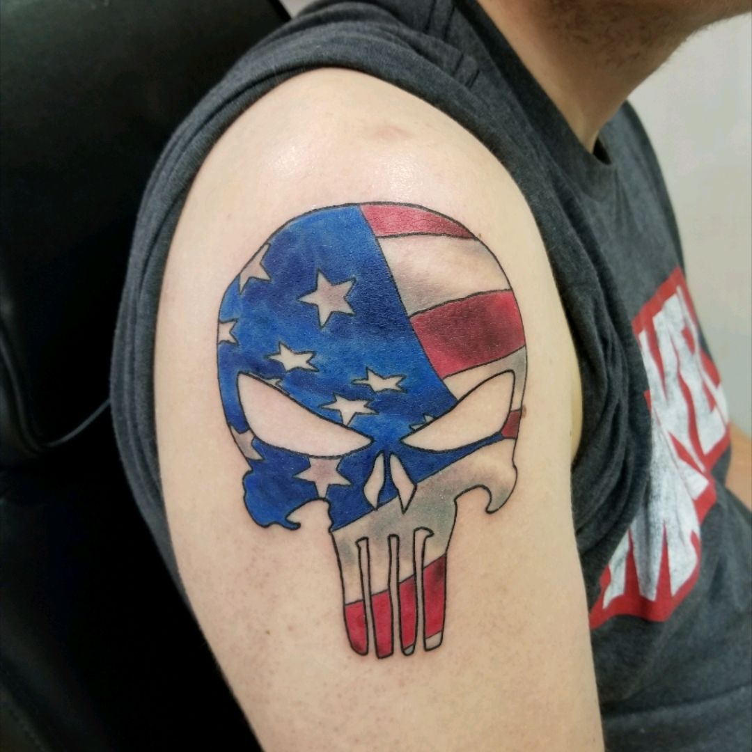 patriotic punisher skull tattoo