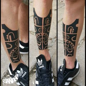 Freehand Maori style tattoo first part of bigger piece. By Ela. #tattoobanana #maoristyle #maoritattoo #blackworktattoo