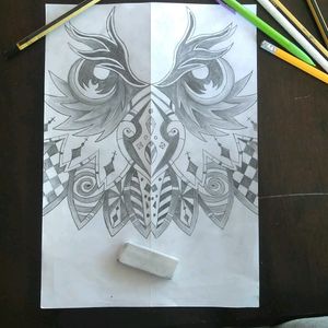 Owl drawn by hand 🖐 #tattoo #blackandgrey #owl #pattern