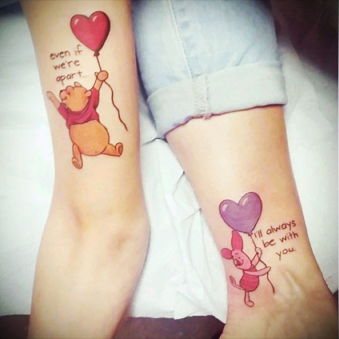 Matching Pooh Bear and Piglet Tattoos  Piglet tattoo Matching tattoos  Winnie the pooh tattoos