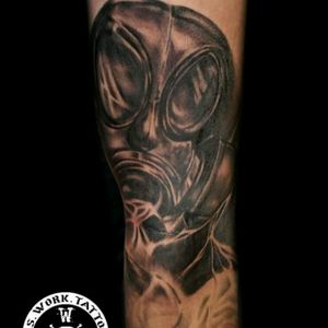 #gasmask #tattoobraga #tattooportugal #cheyennetattooequipment #balmtattooportugal  #blackandgrey  #moody #worldfamousink  by Carlos Ferreira