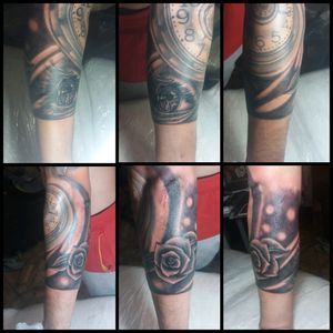 Mais uma etapa concluída...#tattoo #tatuagem #blackandgreytattoo #freestyle #watch #eyes #flower #shades    #Tattoodo