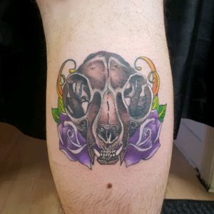Cat skull and roses