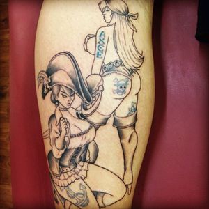 pirate pin up.  1st session.Sexy Pirate pinup one piece. #pirate #piratetattoo #piratepinup #pinup #pinuptattoo #sexy #epic #epicness #awesome #tattoo