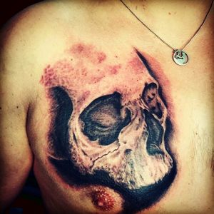 #fresh #tatto #tatt #chest #tattoo #tattooartist #tattooart #ink #inked #new #skull #skulltattoo #realistic