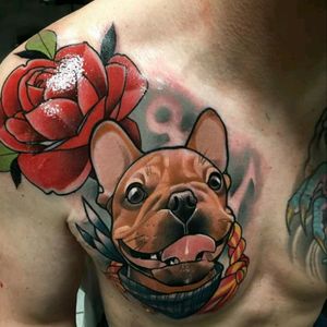 Neo Trad by Julia Szewczykowska #tattoodo #TattoodoApp #tattoodoBR #tatuagem #tattoo #neotrad #neotraditional #colorida #colorful #cachorro #dog #flor #flower #JuliaSzewczykowska