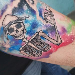 #watercolor #skull #skeleton #gangster #galaxy #sky