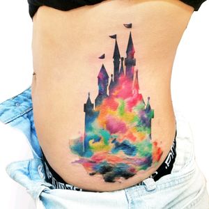 full of bright colors #colortattoo #watercolor #tattoo #tattooguy #mobi #tbilisi #tattooist #castle #disney #cartoon #watercolortattoo #watercolortattooartist #WatercolorArtists #fullcolor