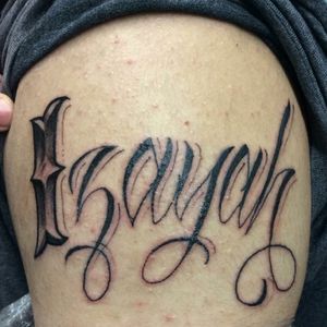 Tattoo done by our artist @alextattoos714 Follow him on Instagram for more work #nametattoos #script #scripttattoo #customscript #cursive #cursivetattoo #typography #names #fancy #fancylettering #orangecounty #southerncaliformia #socal #tattooshopinorangecounty #fountainvalleytattooshop #oc