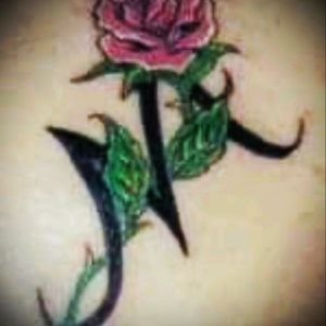 Letter M with pink rose