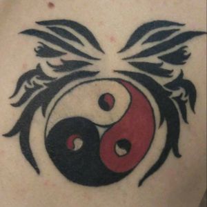 drowned by myself,#yingyang #balance #upperback #portugal #drowningtattoo