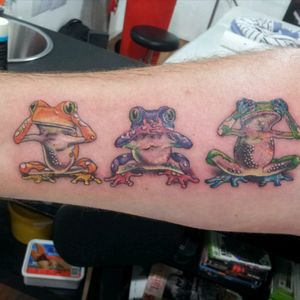 Hear no evil, speak no evil, see no evil.... Frogs that is... #fromtheashessa #frogtattoo