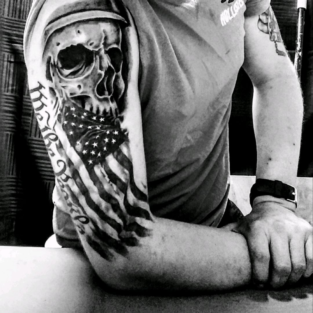 Amour Tattoo  American flag skull cover up tattoo  Facebook