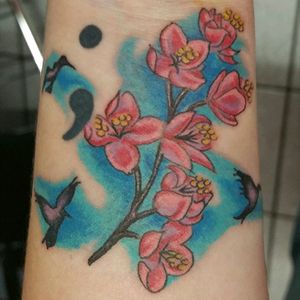 An add on to remind her life can be beautiful. #cherryblossomtattoo #flowertattoo