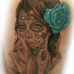Day of the dead girl. Original artwork not mine but hopefully I still did her justice. #dayofthedeadtattoo #dayofthedeadgirl