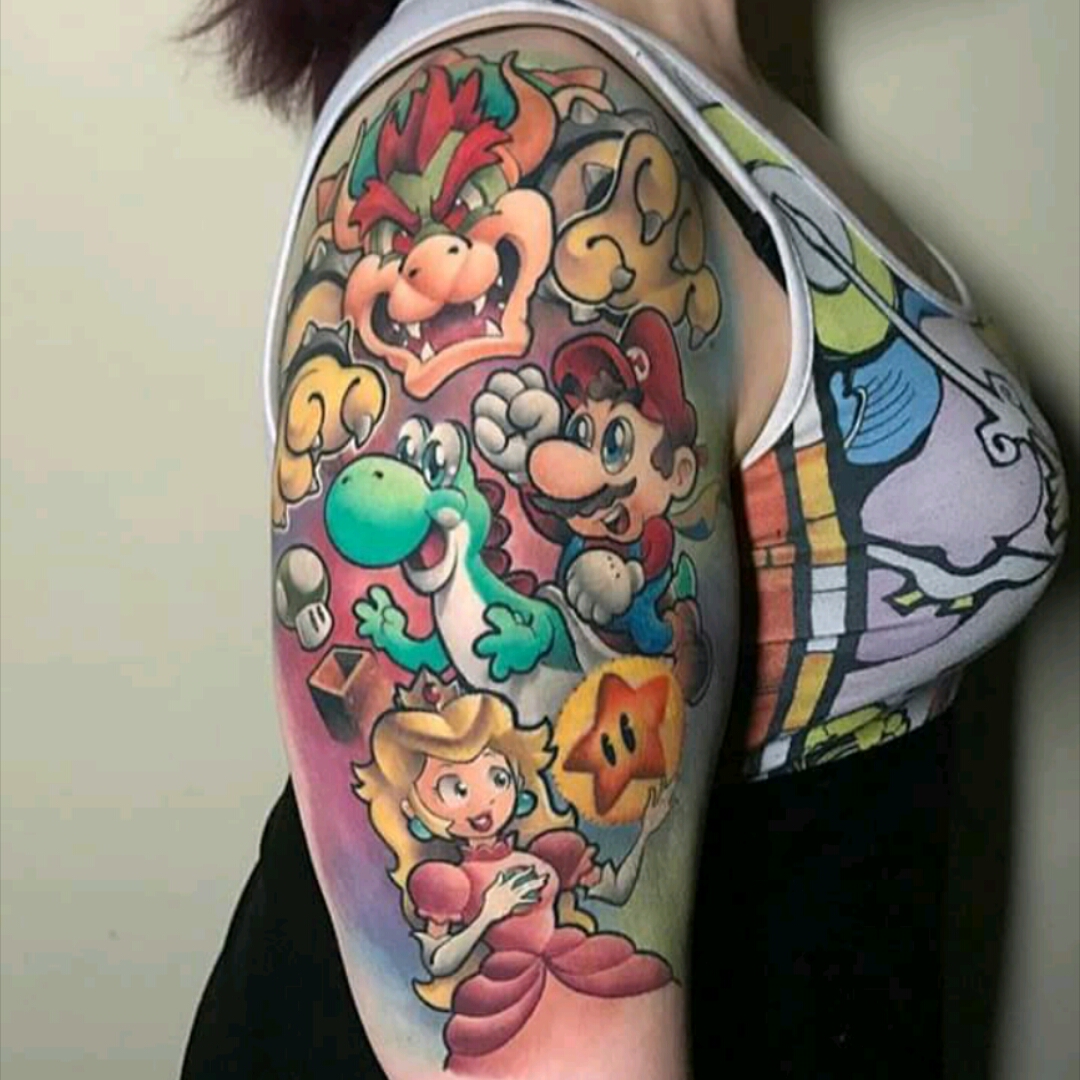 Inked Wednesday 117  SUPER MARIO BROS Sleeve and More Geeky Tattoos   Nerdist