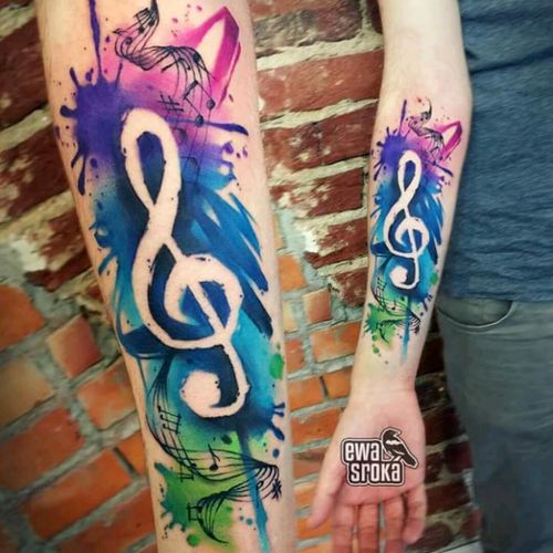 Ewa Sroka. #tattoodo #TattoodoApp #tattoodoBR #tatuagem #tattoo #colorida #colorful #aquarela #watercolor #musica #music #EwaSroka