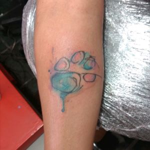 Tatuaje de huella en acuarela realizado en el ante brazo #dogtattoo #tattoo #watercolor