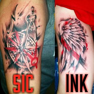 #trashpolka #wing #compass #blackandgrey #sleeve #eternalink #inkjecta #florida #tampa #813 #sicink