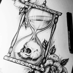 #inkedup #hourglass #skull #art #blackandgray #onlyblackart #time #ink