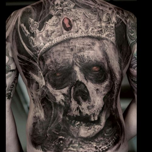 #skull #skulltattoo #tattoodo #tattoo #blackandgrey #skulls #fullback #greatwork #Lightsout #skulltattoos #skull2016