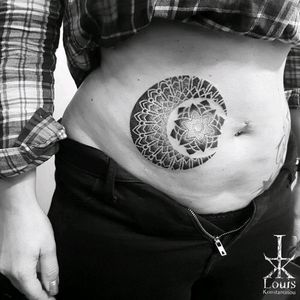 Moon and star dotwork for this lady