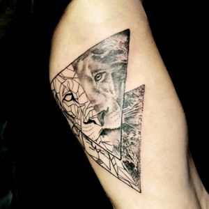 Geometrical/realistic Lion tattoo #geometrical #realistic #lion #tattoo #zodiacsign #inked #blackink #animaltattoo