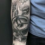 Added this compass and thistles to Matt's sleeve