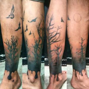 2/3 #tattoo #punktattoo #tattooismylife #closing #drippingink #dripping #inkdripping #dark #darkening #drytree #tree #tatuadoresdobrasil #tatuadorbrasileiro #sombra