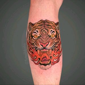 Tiger by Taioba For info or bookings pls contact us at art@royaltattoo.com or call us at +45 49202770#royal #royaltattoo #royaltattoodk #royalink #royaltattoodenmark #helsingørtattoo #ElsinoreInk #tiger #flames #animal