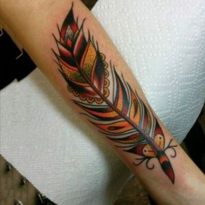 Feather #tattoo #tattoodo #bigtattoo #feather #color #colourful