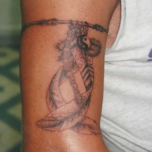 #inkcap #tattoos #art #armband #feathers #feathertattoos #yinyang #yinyangtattoo #blackwork #blackandgrey