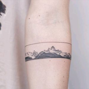 By #PontoTattoo #handpoked #mountains #snow #armband #patagoniaAR
