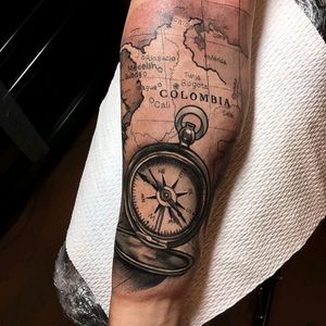 #compass #map #tattoo #redbaronink