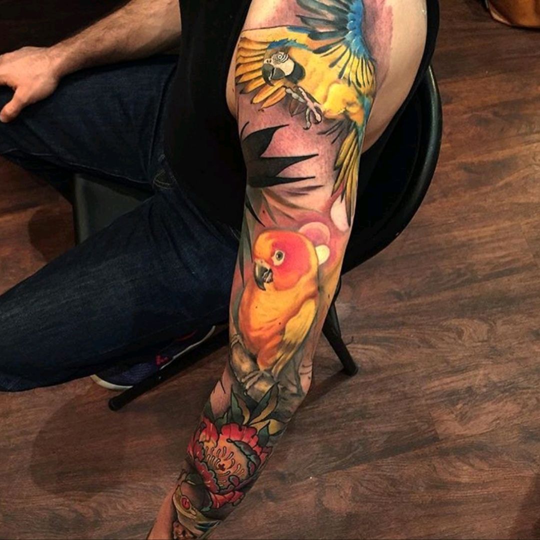Parrot Sleeve Tattoos  Parrot tattoo Bird tattoo sleeves Tattoos