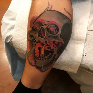 #fire #skull #tattoo #redbaronink
