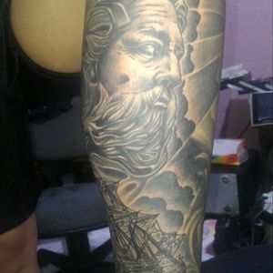 Poseidon Tattoo #blackandgreytattoo #tattooindonesia #ink #tattooidea