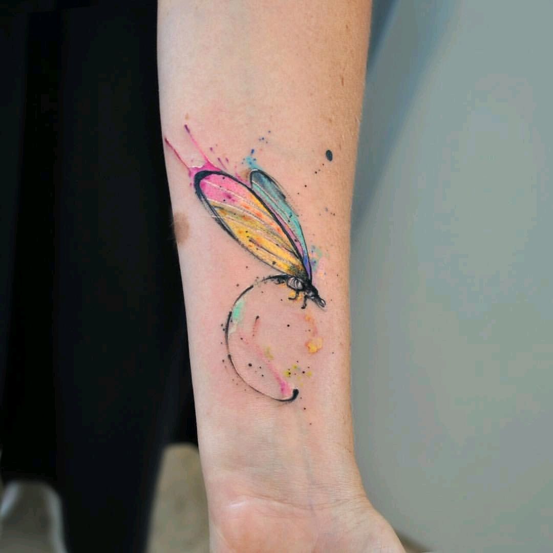 Amazing Colorful Dragonfly Tattoo Idea